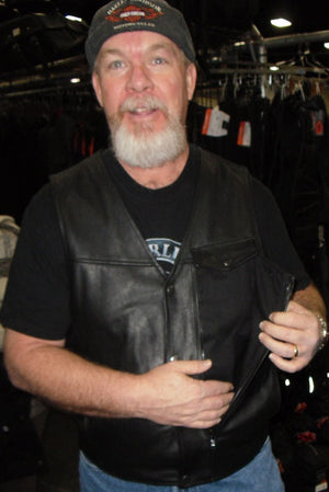 Pistol Pete leather motorcycle vest - Gun pocket leather vest