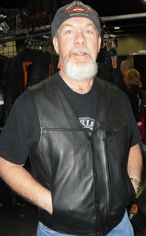 Pistol Pete leather motorcycle vest - Gun pocket leather vest