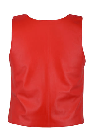 RED BULLET PROOF LEATHER VEST