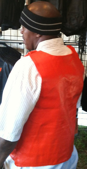 Orange bullet proof leather vest - Men