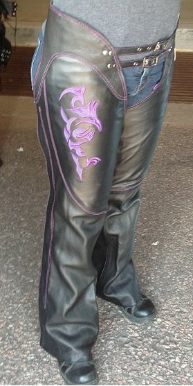 Purple hip hugger women leather chap