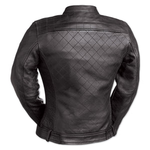 Queen of Diamonds Ladies Quilted Leather Jacket