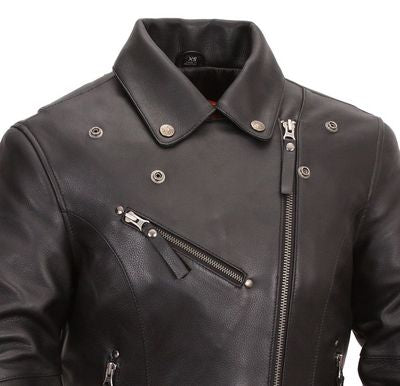 Leather Sleeves Varsity Blouson Letterman Baseball Banded Collar  2802BLK/WHT
