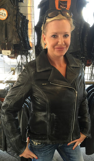 Womens Arcadia Distressed Leather Jacket