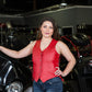Red Leather Vest - Women motorcycle Club Vest with Gun Pockets for Riders, Easy Biker Patch Sew