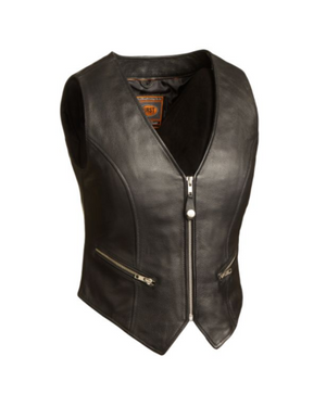 The Montana Women zipper crop leather vest