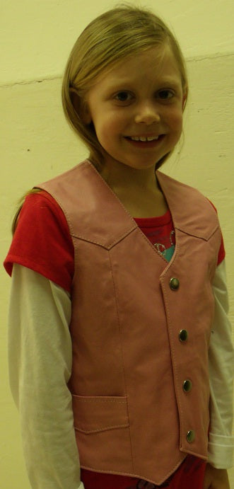 Pink Leather Kids Vest