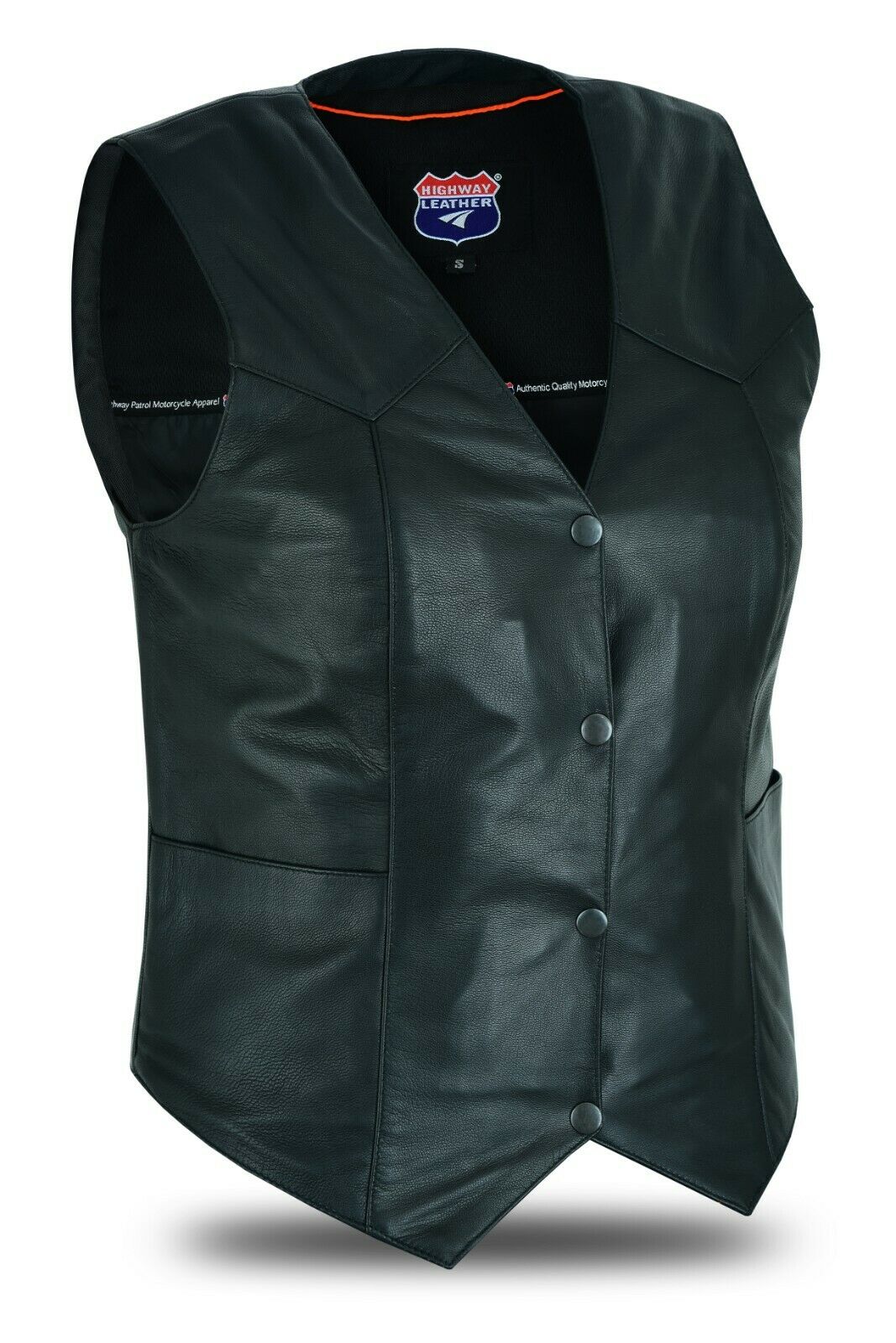 Ladies Womens solid soft leather biker motorcycle vest black concealed carry