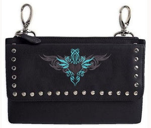 Clip pouch turquoise tribal Heart - teal