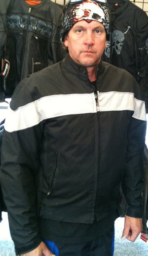 Gray stripe men textile motorcycle jacket - Wind breaker