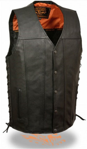 Straight bottom Gun pocket leather vest