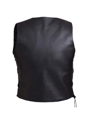 Men's Highway Hawk Motorcycle Leather 10-Pocket Vest