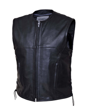 Men's Premium Collarless Zippered Motorcycle Club Vest