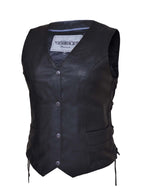 Ladies Traditional Premium Leather Motorcycle Vest