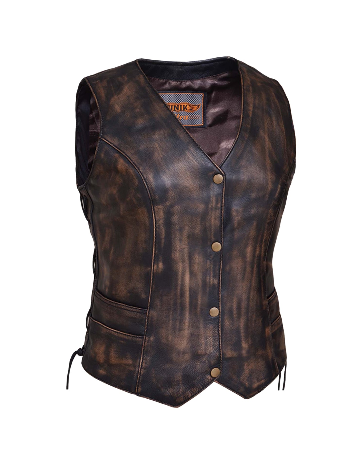 Ladies Nevada Brown Traditional Ultra Motorcycle Vest