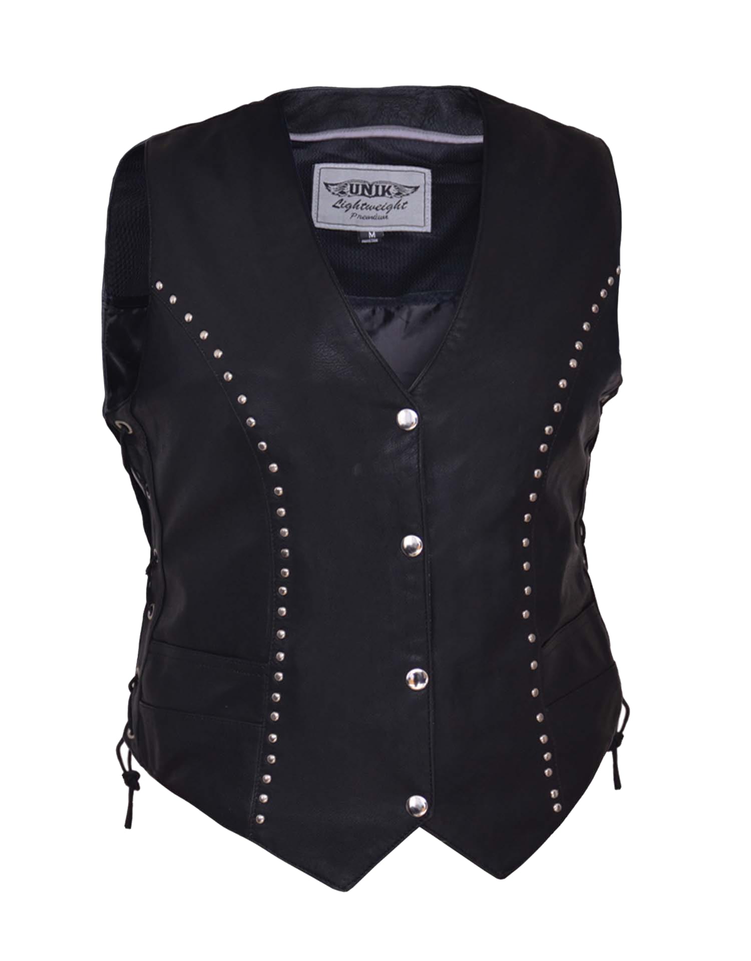 Ladies Premium Studded Leather Motorcycle  Vest
