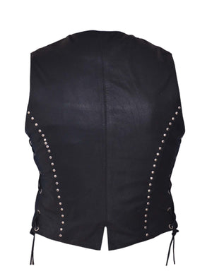 Ladies Premium Studded Leather Motorcycle  Vest