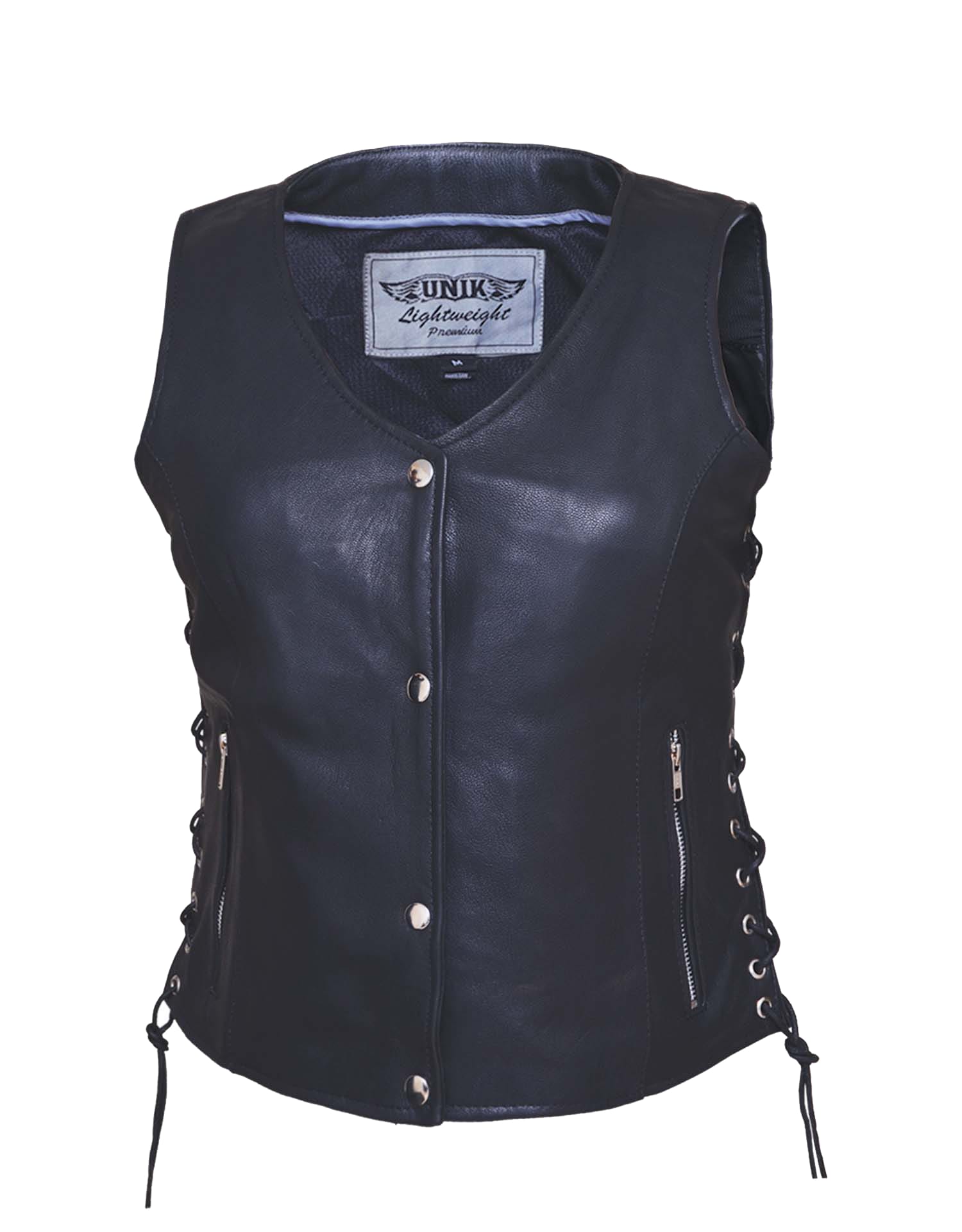 Ladies Premium Lightweight Leather Motorcycle Vest 