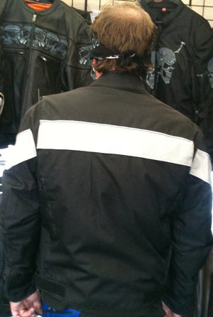 Gray stripe men textile motorcycle jacket - Wind breaker
