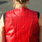 WOMEN RED LEATHER VEST LACE SIDE