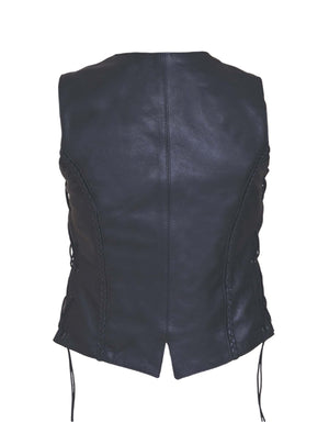 Ladies Ultra Leather Braided Motorcycle Vest