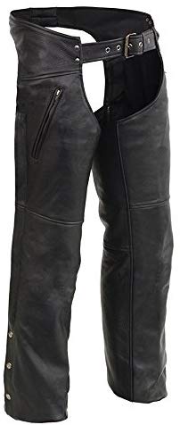 Men's Leather Chaps w/ Zippered Thigh Pockets & Heated Technology
