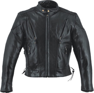 Vented racer leather motorcycle jacket