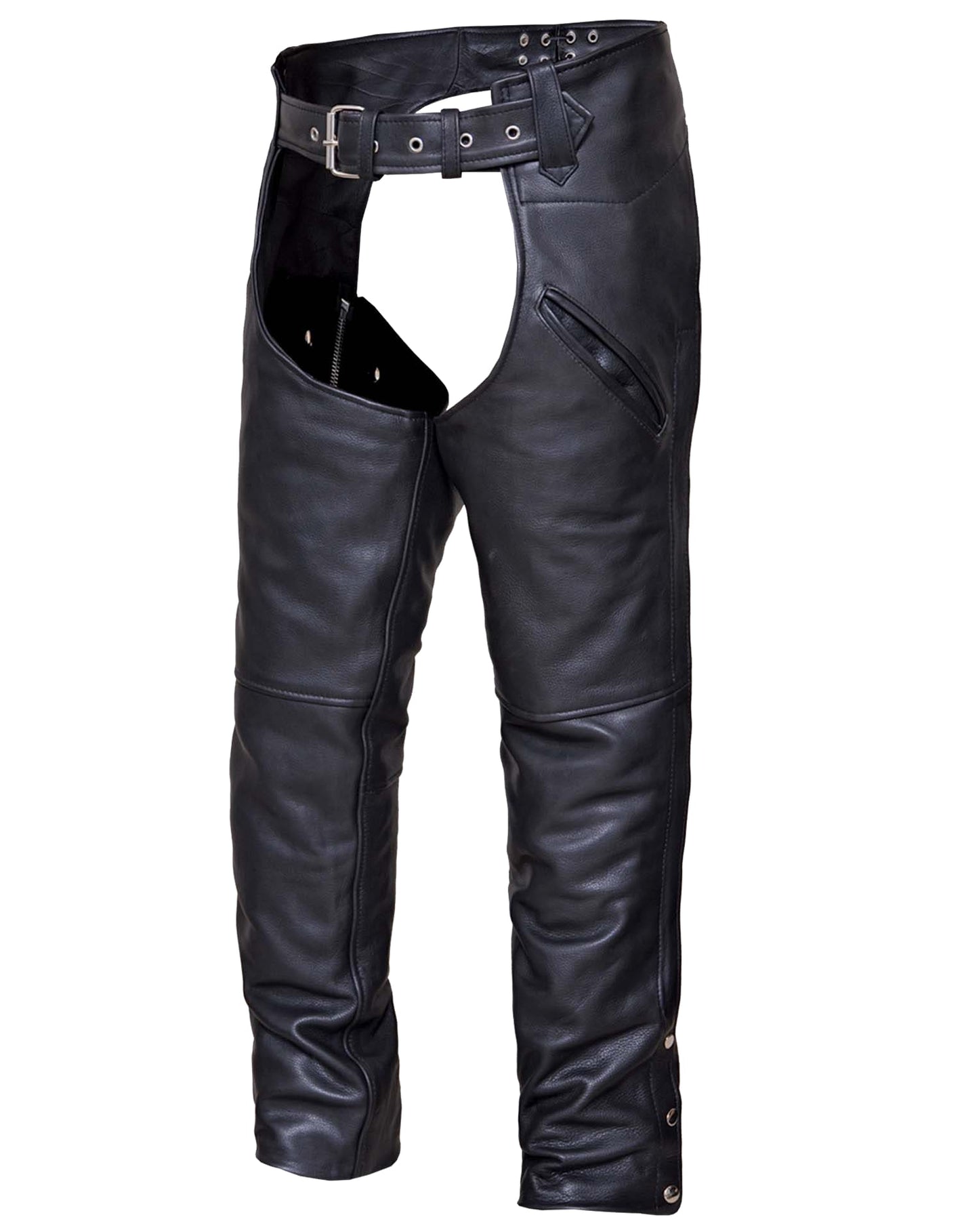 Unisex Naked Leather Deep Pocket Motorcycle Chaps