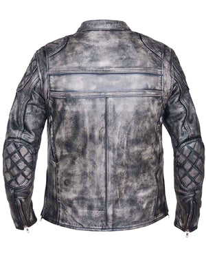 Men's Amarillo Gray Premium Leather Motorcycle Jacket