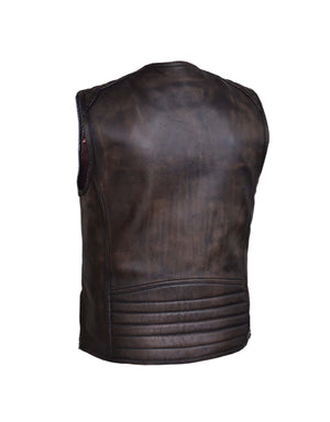 Men's Montana Brown Premium Motorcycle Leather Vest