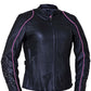 Ladies Premium Motorcycle Jacket with Angel Wing Design - 6824-24-Hot Pink