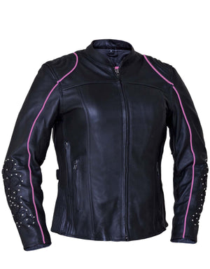 Ladies Premium Motorcycle Jacket with Angel Wing Design