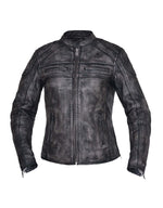 Ladies Amarillo Gray Premium Leather Motorcycle Jacket