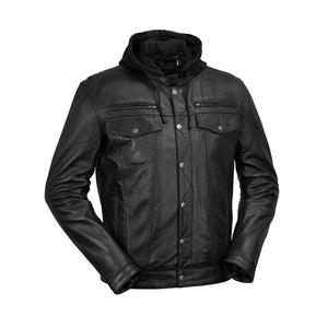 AXEL - MENS'S HOODED LEATHER JACKET