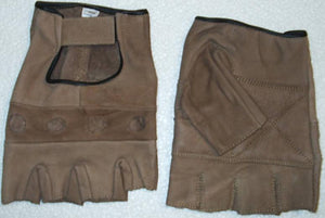 Brown Fingerless Leather Gloves