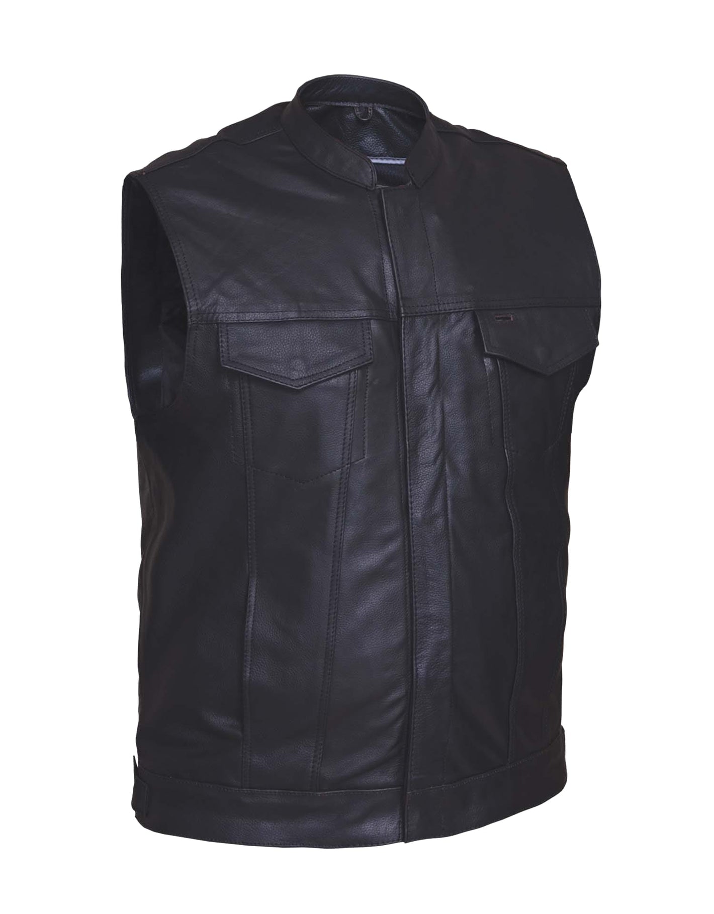 Men's Premium SOA Style Collarled Leather Club Vest