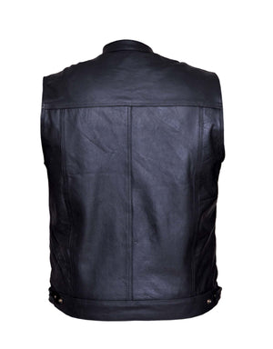 Men's Premium SOA Style Collarled Leather Club Vest