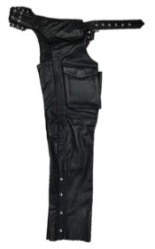 Unisex Premium Leather Gun Holster Motorcycle Chaps with Cargo Pocket