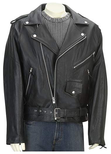 Tall Classic Motorcycle Leather Jacket Long Sleeve MC Jacket