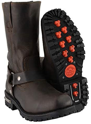 MBM9062 Men's Classic 11 Inch Dark Brown Harness Square Toe Boots