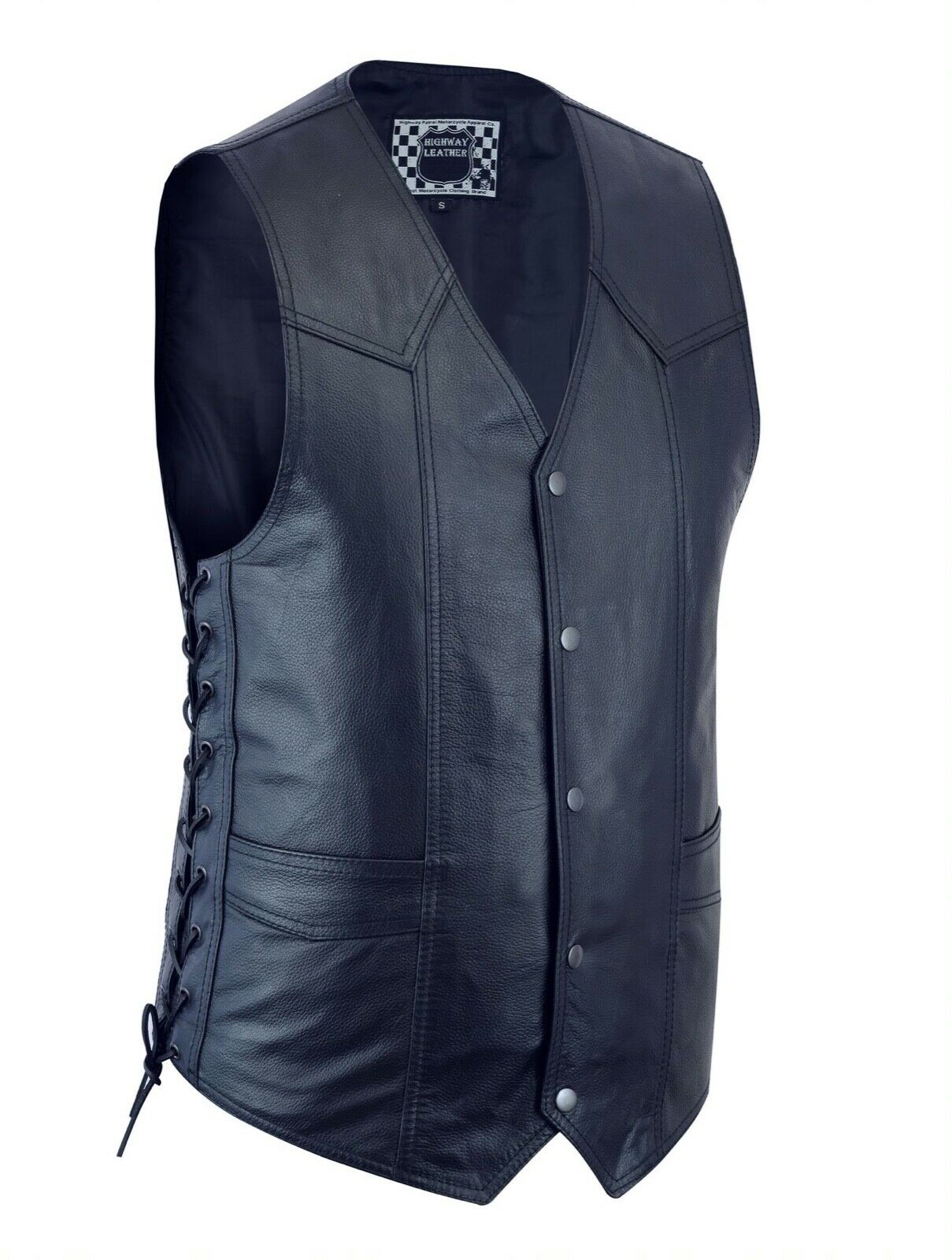 Dark Blue Knight Men Side Lace Leather Vest Club Color Gun # HL11614BORNLOSER