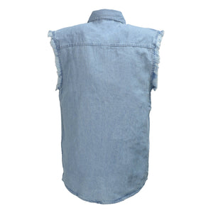 Men's Blue Lightweight Sleeveless Denim Shirt