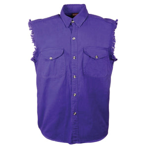 Men's Purple Lightweight Sleeveless Denim Shirt