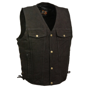 Men's Side Lace Denim Vest w/ Chest Pockets