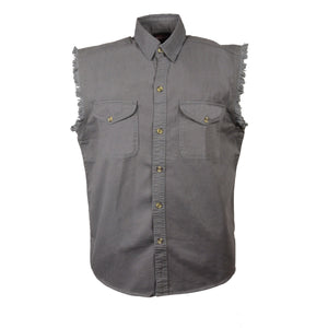 Men's Gray Lightweight Sleeveless Denim Shirt