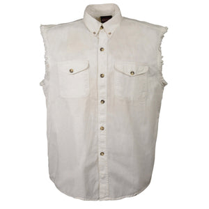 Men's White Lightweight Sleeveless Denim Shirt