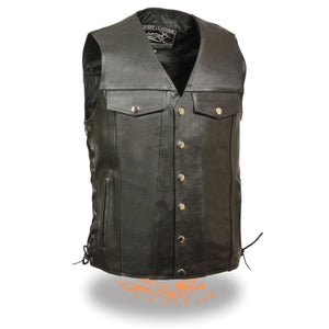 Men's Side Lace Vest w/ Denim Style Pockets - Tall