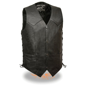 Men's Side Lace Biker Vest w/ Gun Pocket