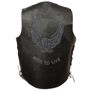Men's Side Lace Live to Ride Vest w/ Flying Eagle