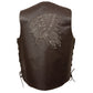 Men's Side Lace Leather Vest w/ Indian Head